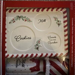 Ashland Holiday Ceramic Plate and Bottle Set